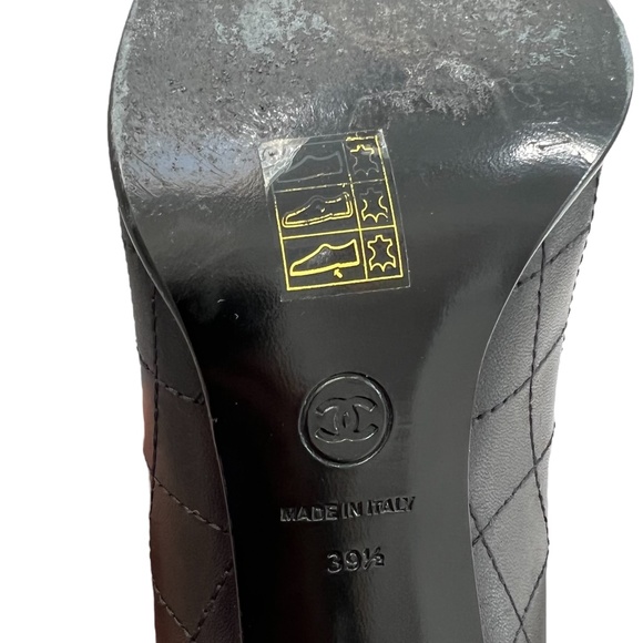 CHANEL BLACK PATENT LEATHER & QUILTED LEATHER OXFORD BROGUE BOOTIES HEELS - Picture 13 of 16